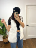 SARA WHITE FUR MID VEST