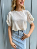 LIZ BURNOUT CREME ALINE CAP TEE