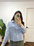 NARA ASH BLUE FRENCH TERRY BUTTON JACKET