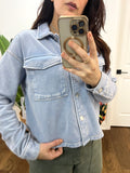 NARA ASH BLUE FRENCH TERRY BUTTON JACKET