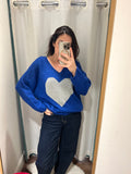 GOLD HEART COBALT SWEATER