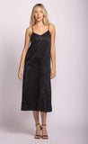 LULA JACQUARD BLACK SLIP DRESS LONG