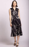 AVENUE SATIN PLEATED BLACK WHITE PRINT D