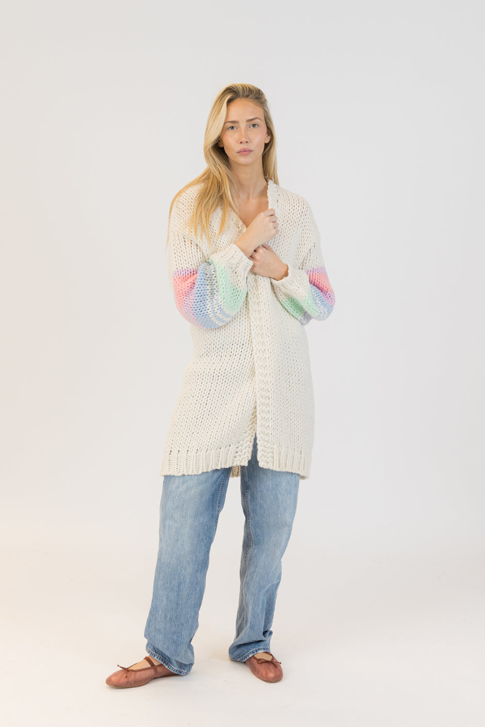 SHILOH PINK PASTEL HEART LONG CARDI