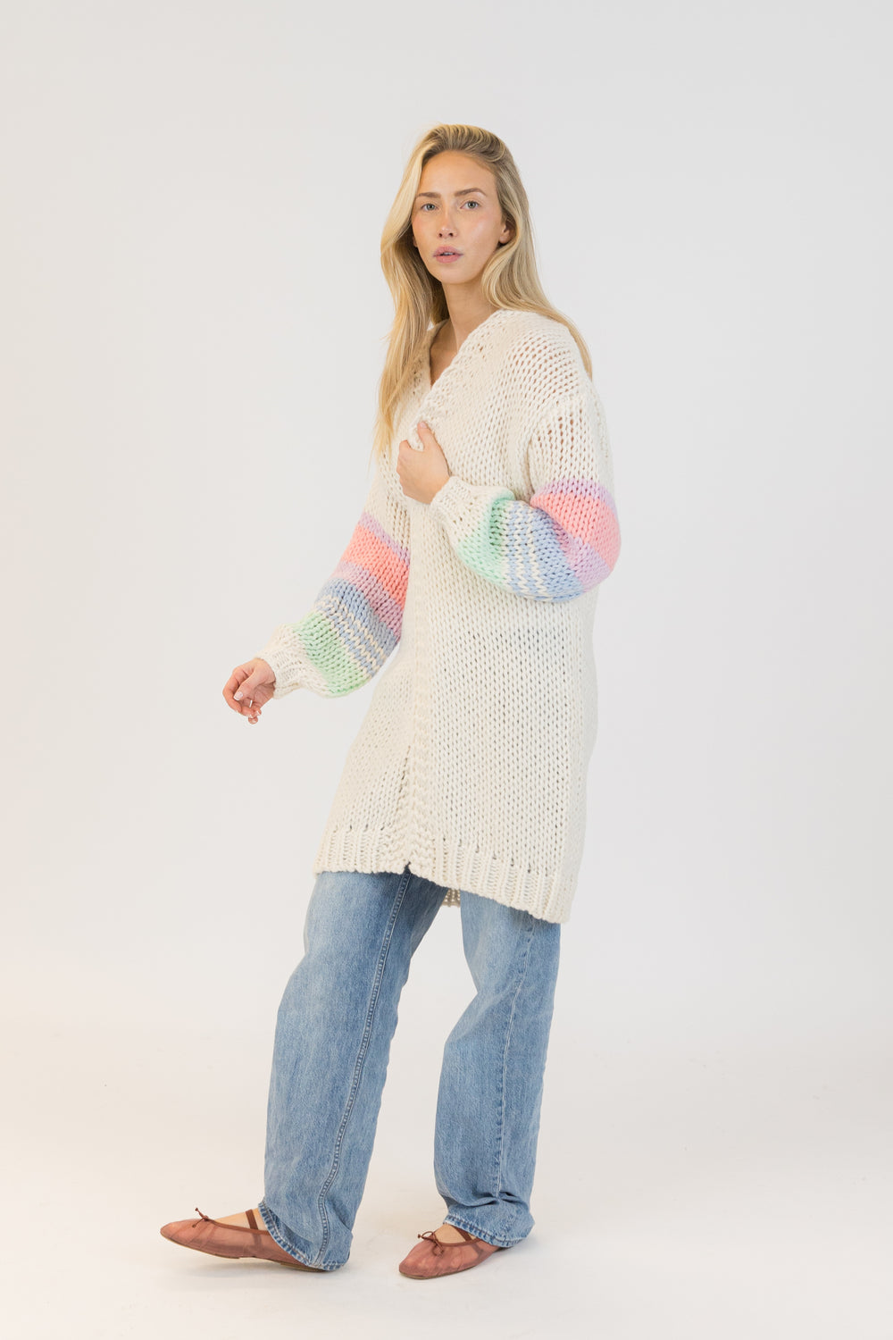 SHILOH PINK PASTEL HEART LONG CARDI