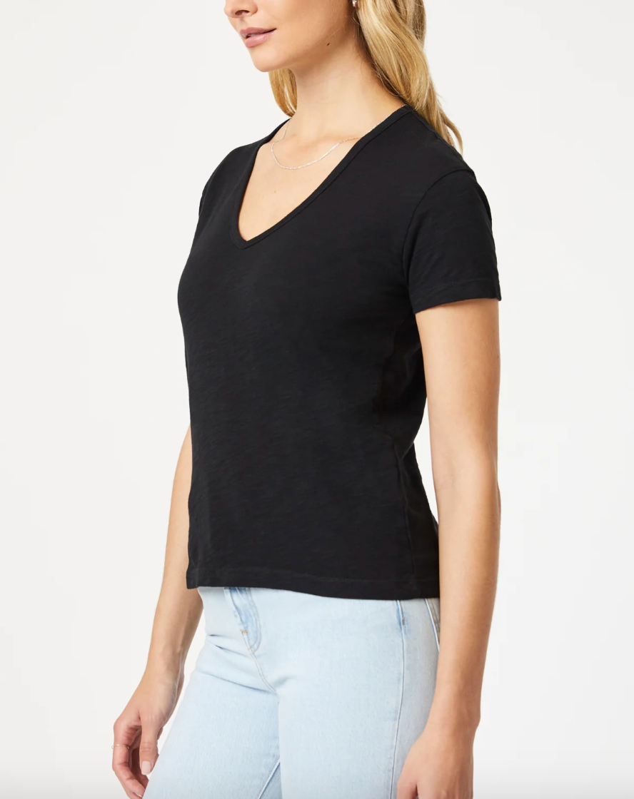 MIYA BLACK VNECK JERSEY TEE