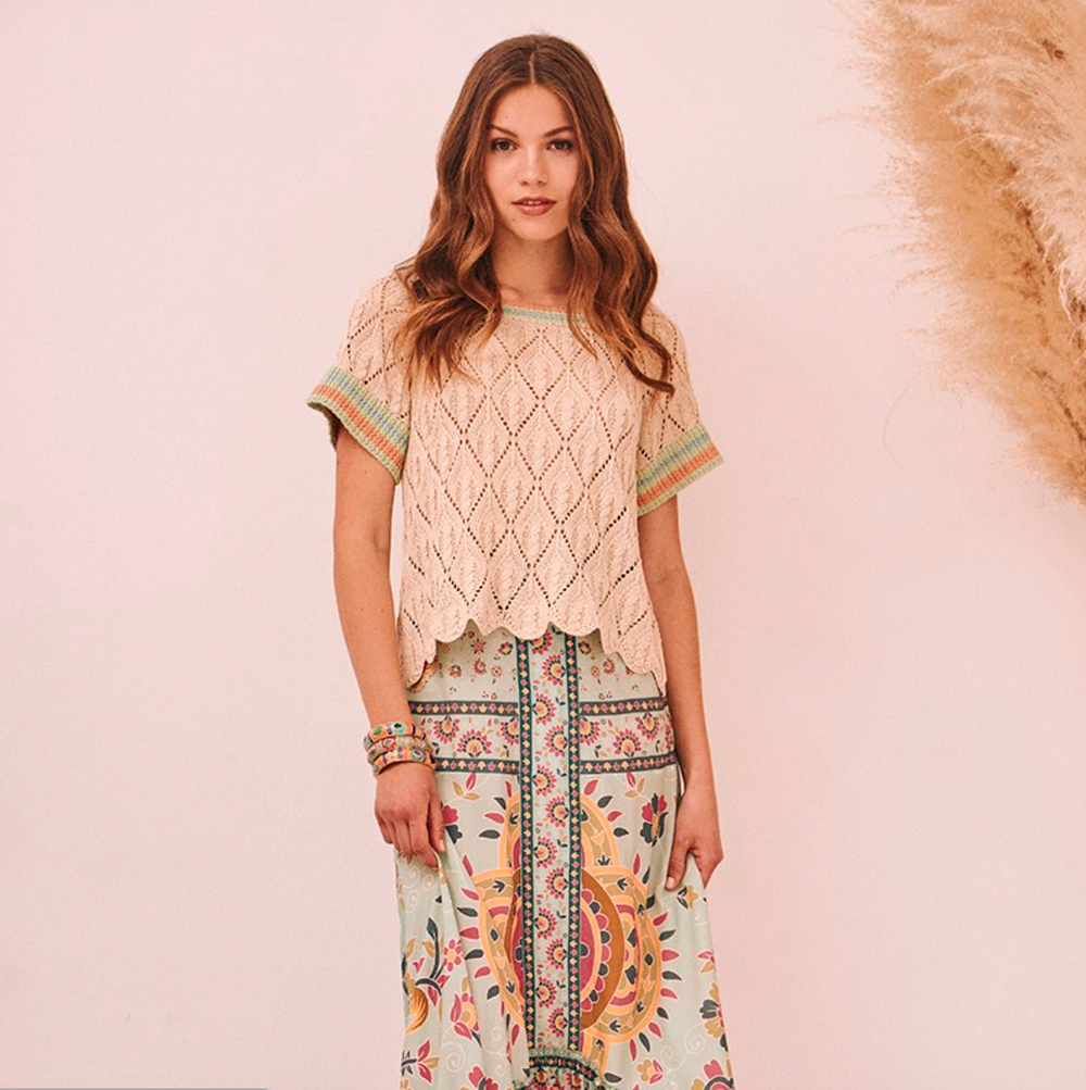 SIKAR PASTEL DOUBLE V NATURAL CROCHET TO