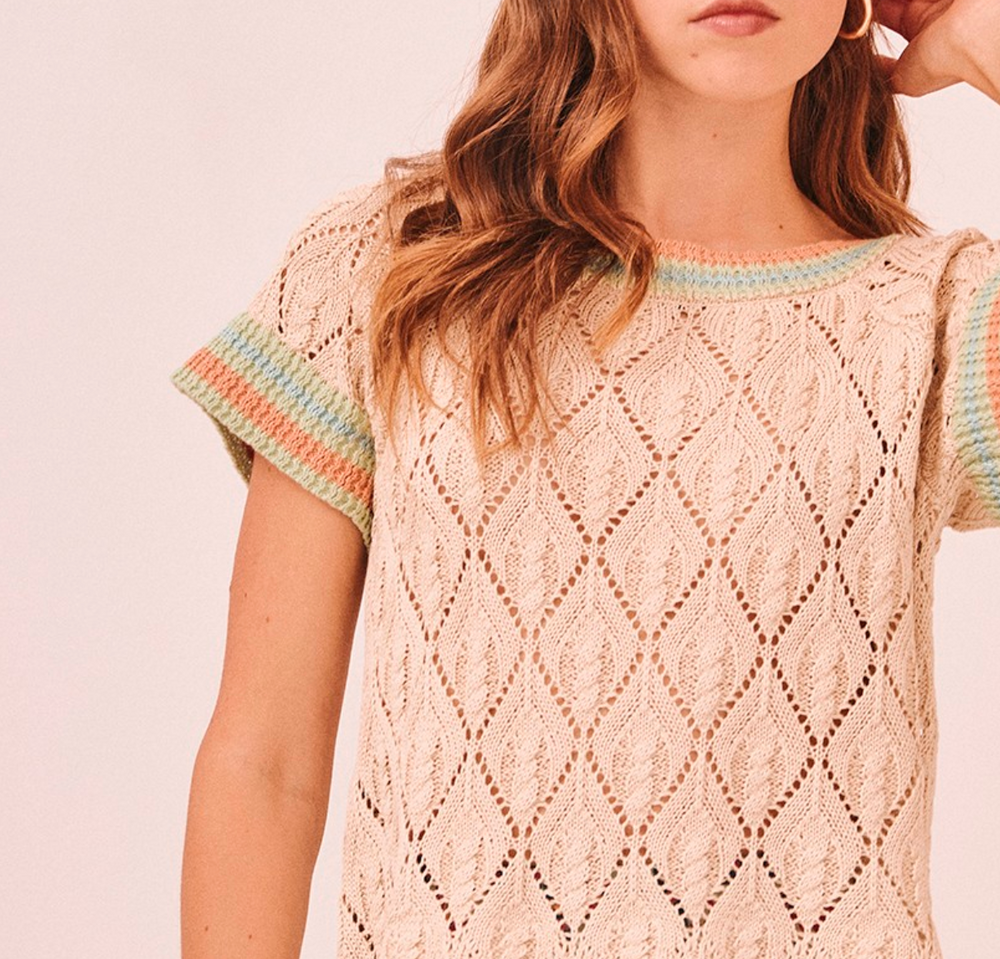 SIKAR PASTEL DOUBLE V NATURAL CROCHET TO