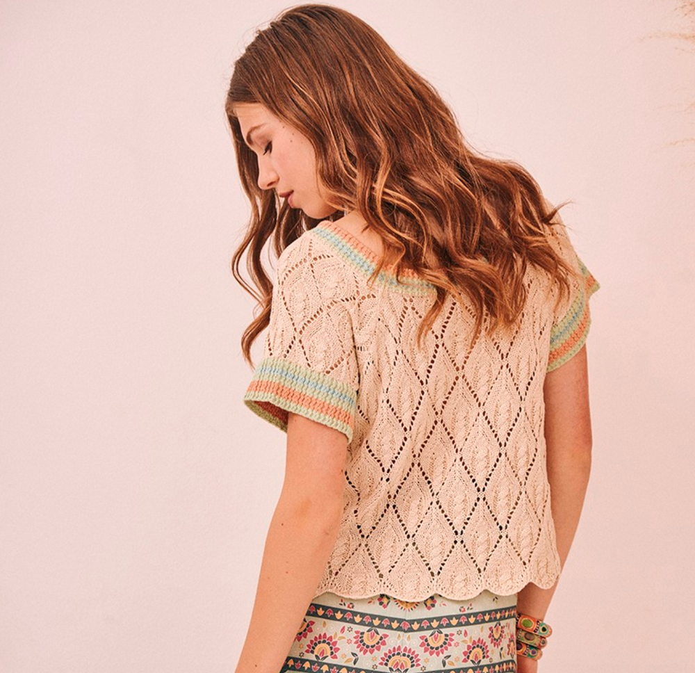 SIKAR PASTEL DOUBLE V NATURAL CROCHET TO