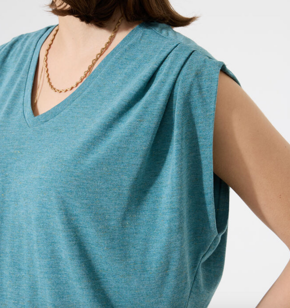 PALE TEAL FLEX PLEAT TEE