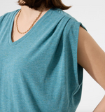 PALE TEAL FLEX PLEAT TEE