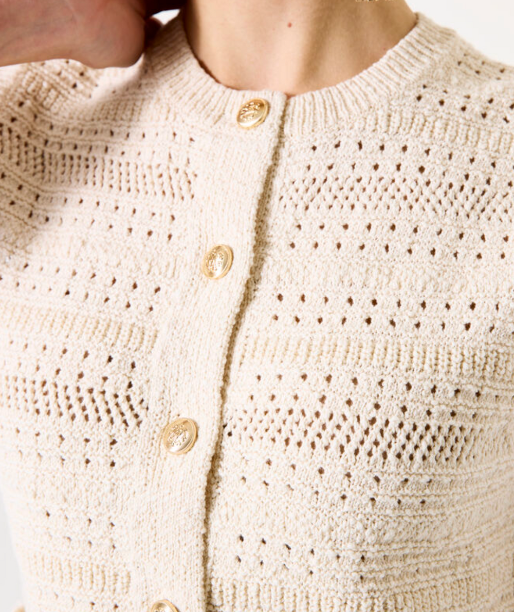 DANJA GOLD BUTTON OPEN ECRU VEST