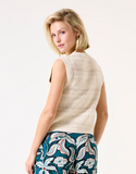 DANJA GOLD BUTTON OPEN ECRU VEST