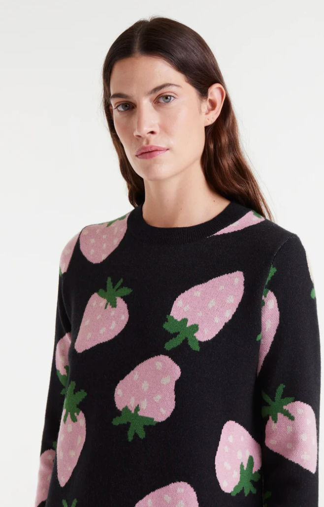 MORANGO PINK STRAWBERRY KNIT BLK DRESS