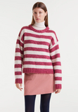 HEATHERED BERRY STRIPE PULLOVER