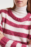 HEATHERED BERRY STRIPE PULLOVER