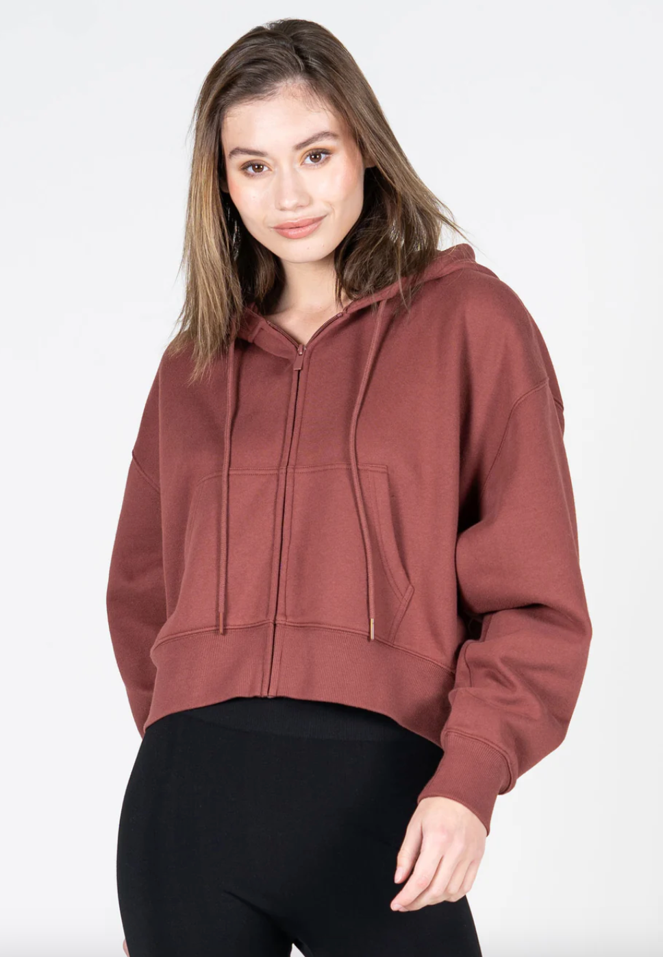 BRANDY KANGAROO HOODIE FLEECE ZIP UP