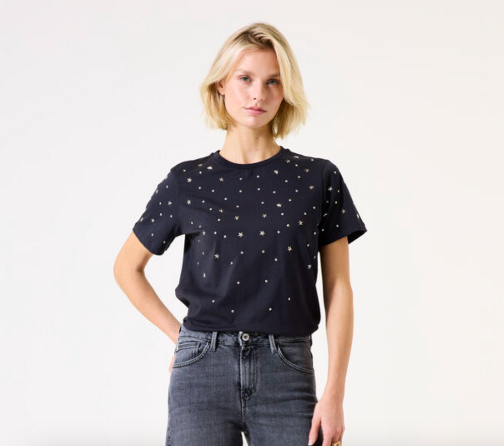 ANTRACITE TEE W/STARS AND STUDS