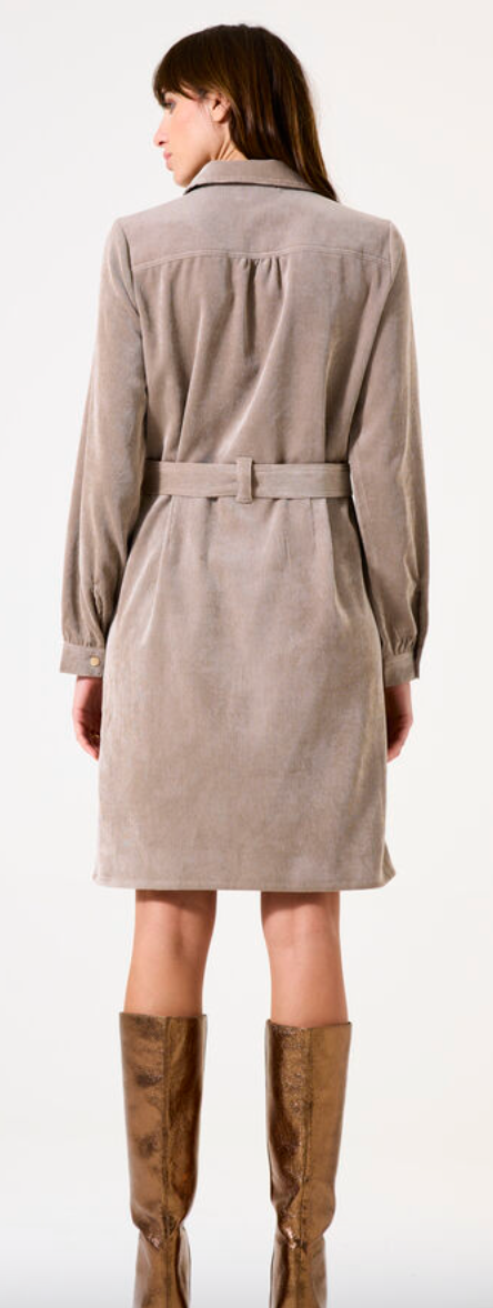 BABY CORD DRESS L/S W/GOLD BUTTONS