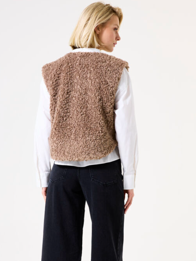 GILET TAUPE FURRY SHORT