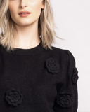 ROSLYN BLK SWEATER S/SLV