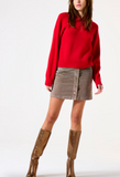 BLENDA TAUPE CORD BUTTON DOWN SKIRT