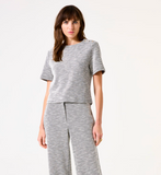 LICHE BLK WHITE LUREX S/SLV TOP W/GOLD B