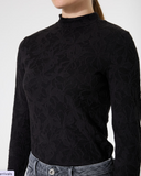 KIM BLK HIGH NECK FLORAL MESH