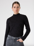 KIM BLK HIGH NECK FLORAL MESH