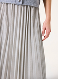 SOFT SILVER GLITTER PLEAT MIDI SKIRT