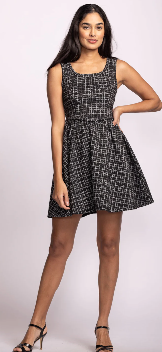 PIXIE SILVER THREAD SKATER DRESS