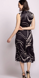 AVENUE SATIN PLEATED BLACK WHITE PRINT D