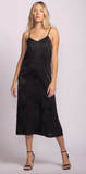 LULA JACQUARD BLACK SLIP DRESS LONG