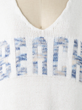 MARBLE BLUE 'BEACH' WHITE VNECK SW