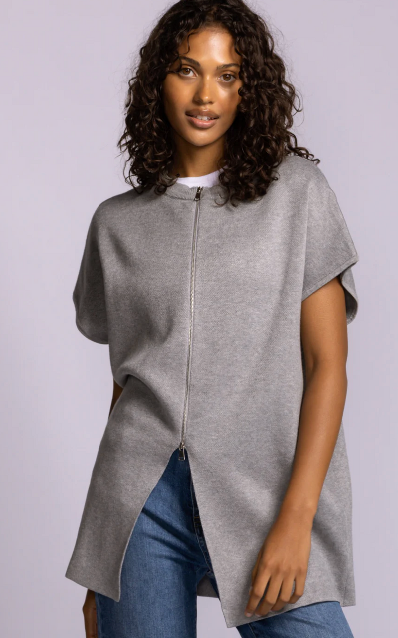 TONIA GREY SPLIT FRONT LONG KNIT VEST | Sustainable Fashion | Boa