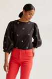 GARDEN EMBROIDER BLK BLOUSE