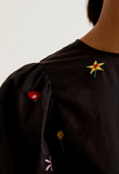 GARDEN EMBROIDER BLK BLOUSE