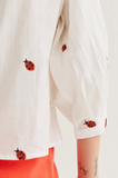 LADY BUGS EMBROIDER ON WHITE BLOUSE
