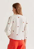 LADY BUGS EMBROIDER ON WHITE BLOUSE