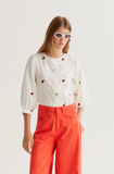 LADY BUGS EMBROIDER ON WHITE BLOUSE