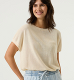 LINEN IVORY KNIT TEE DROP SLV