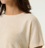 LINEN IVORY KNIT TEE DROP SLV