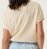 LINEN IVORY KNIT TEE DROP SLV