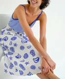LOBSTER BLUE PRINT WHITE MID SKIRT W/POC