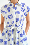 LOBSTER BLUE WHITE SUN DRESS BUTTONED