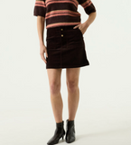 CHOCOLATE CORD 3BUTTON MINI SKIRT