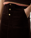 CHOCOLATE CORD 3BUTTON MINI SKIRT