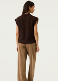 ARGYLE RED STITCH DESIGN BROWN VEST