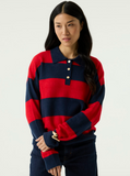 RED NAVY STRIPE KNIT HENLEY SW