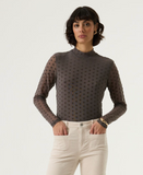 GREY MESH FLOCK POLKA MOCK